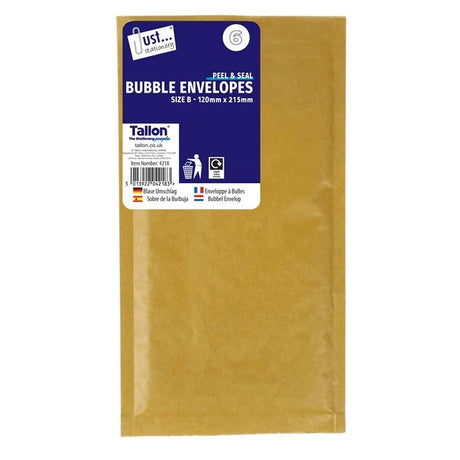 Peel & Seal Manila Bubble Envelopes | Size B - 120mm x 215mm (6 Pack)