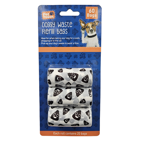 Pet Touch Doggy Waste Refill Bags Printed | Pack of 3 (60 Bags)