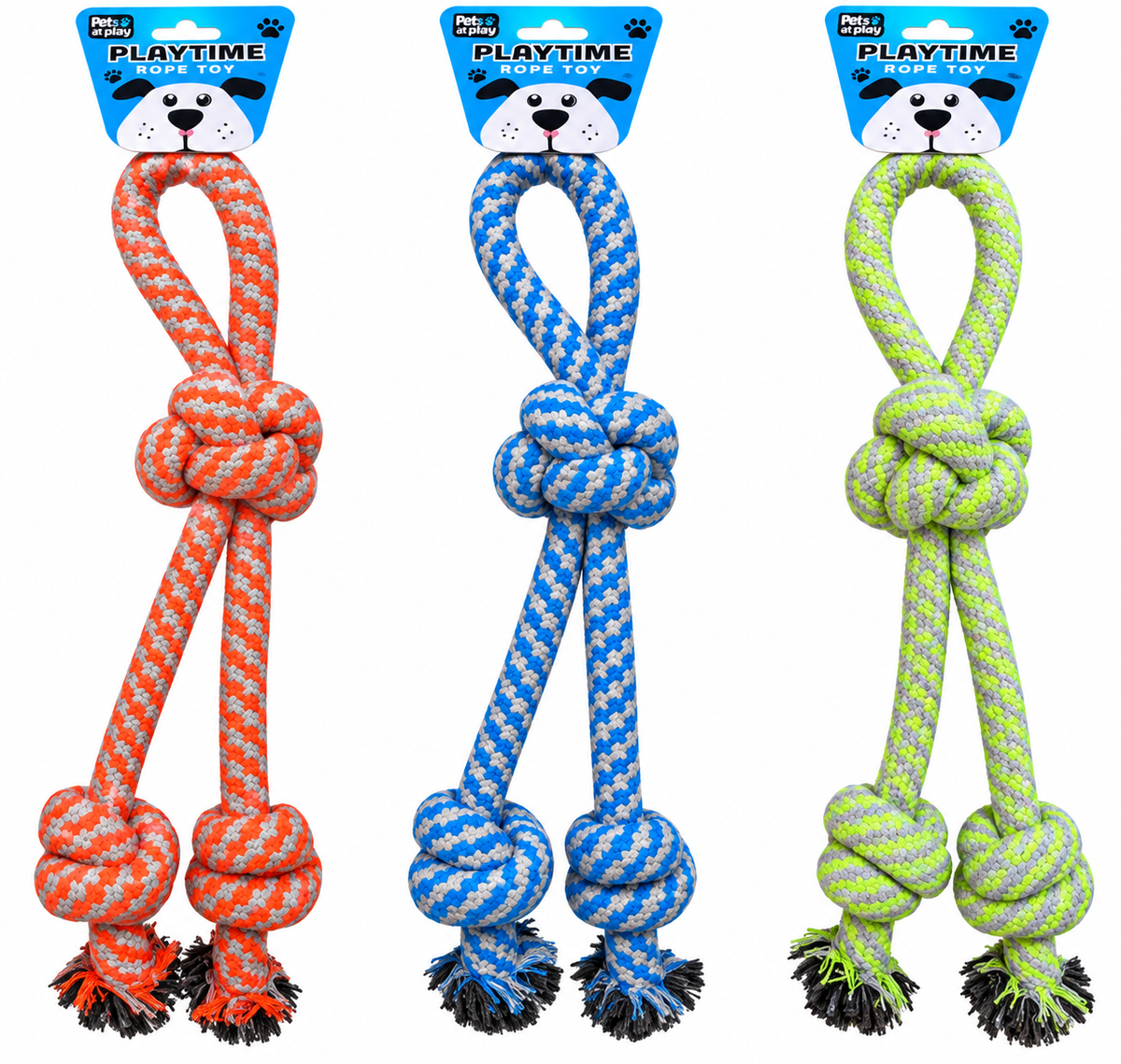 Pet Touch Twin Rope Dog Toy with Handle Assorted Colours (HT8406)