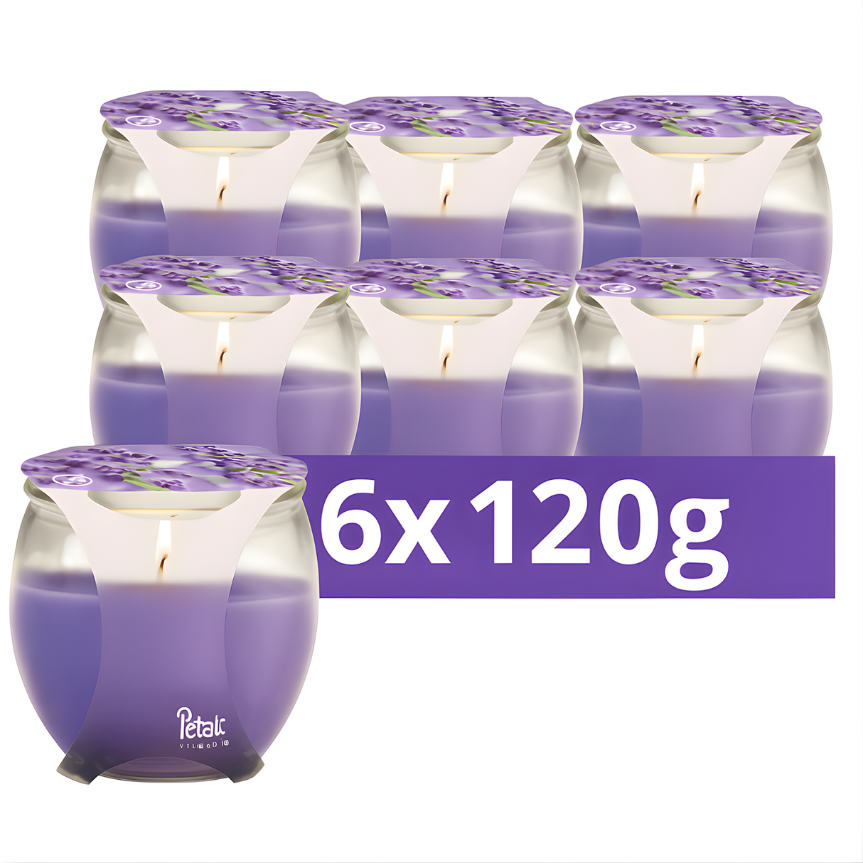 Petali Lavender Scented Candle Jar 120g | Pack of 6