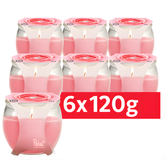 Petali Rose Scented Candle Jar 120g | Pack of 6