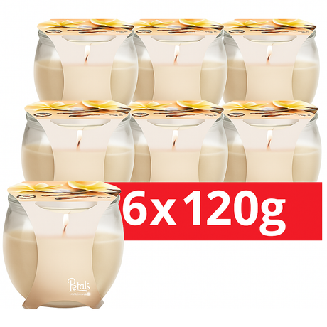 Petali Vanilla Scented Candle Jar 120g | Pack of 6