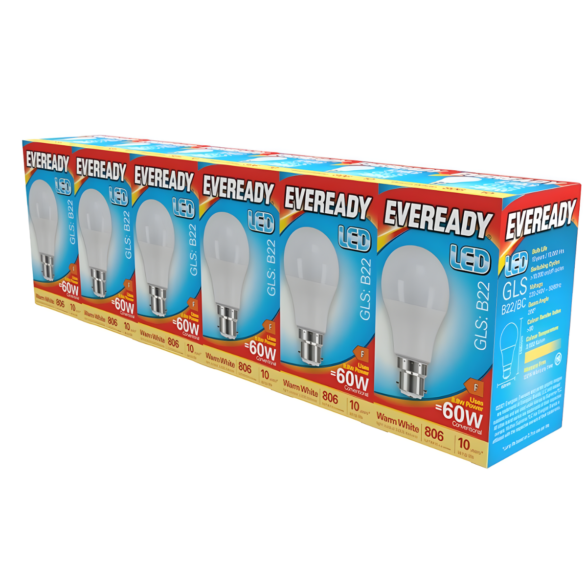 Eveready 8.8W LED GLS Bulbs B22 3,000K (Warm White) | Pack of 6