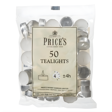 Price’s 4hr Unscented Tealights Bag | Pack of 50