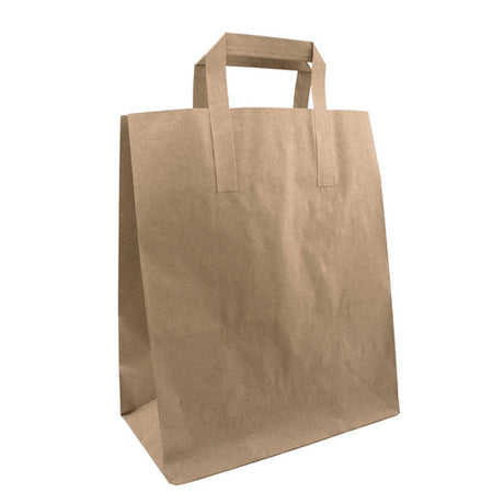 Recycled SOS Brown Paper Bags with Flat Handles | Jumbo - 10" x 12" (Pack of 25)