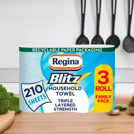 Regina Blitz Household Towel 3ply Kitchen Roll - Pack of 2 Rolls