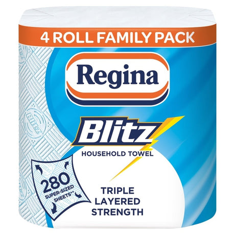 Regina Blitz Household Towel 3ply Kitchen Roll - Pack of 4 Rolls