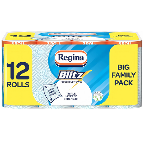 Regina Blitz Kitchen Towel 3ply - Pack of 12 Rolls