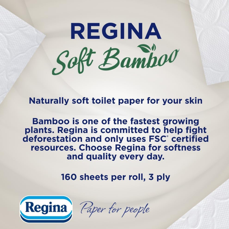 Regina Soft Bamboo 3 Ply Toilet Rolls - Pack of 4