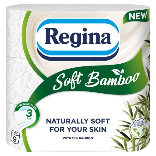 Regina Soft Bamboo 3 Ply Toilet Rolls - Pack of 9