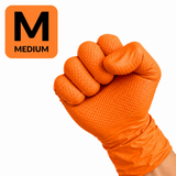 SafeGrip Diamond Grip Heavy Duty 8g Orange Nitrile Gloves Medium (Box of 100)