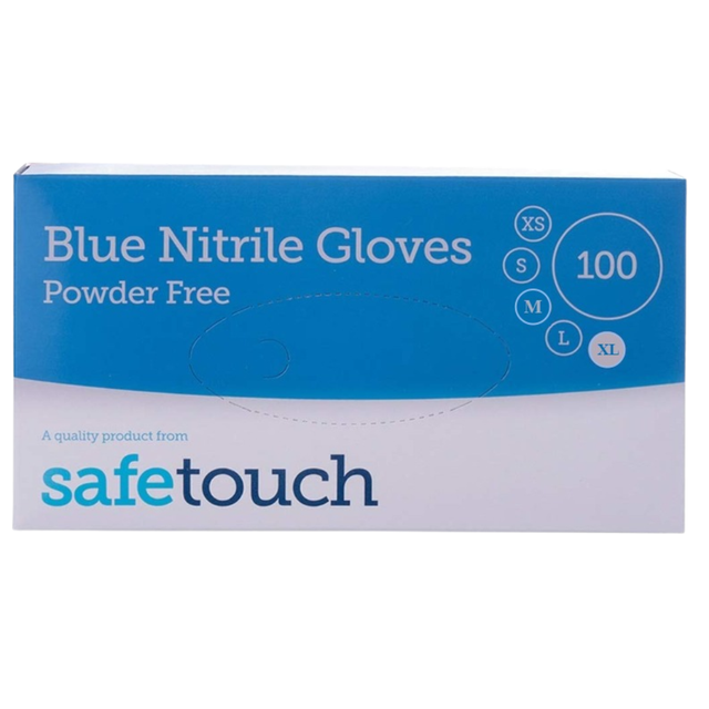Safetouch Blue Nitrile Gloves Powder-Free, Medical Class 1 | Extra Large (Box of 100)