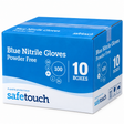 Safetouch Blue Nitrile Gloves Powder-Free, Medical Grade | Medium (Case of 10 Boxes)