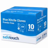 Safetouch Blue Nitrile Gloves Powder-Free, Medical Grade | Medium (Case of 10 Boxes)
