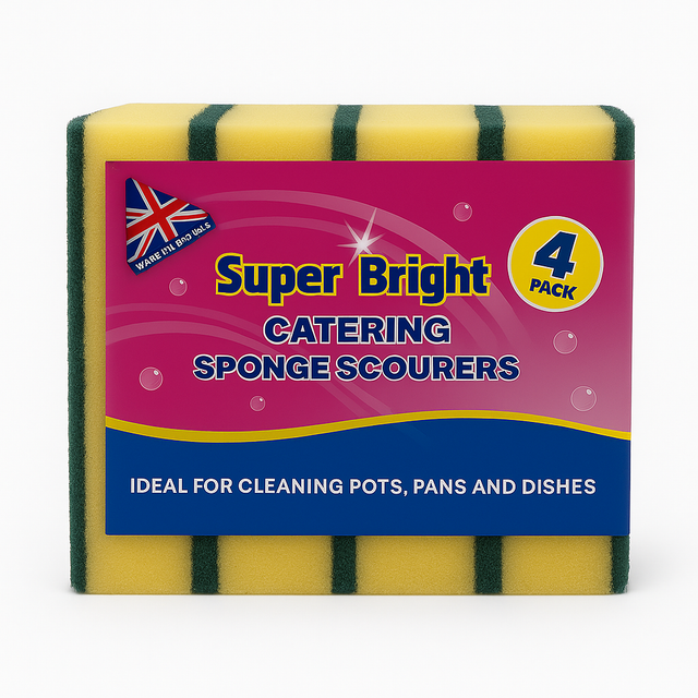 Super Bright Catering Sponge Scourers Pack of 4