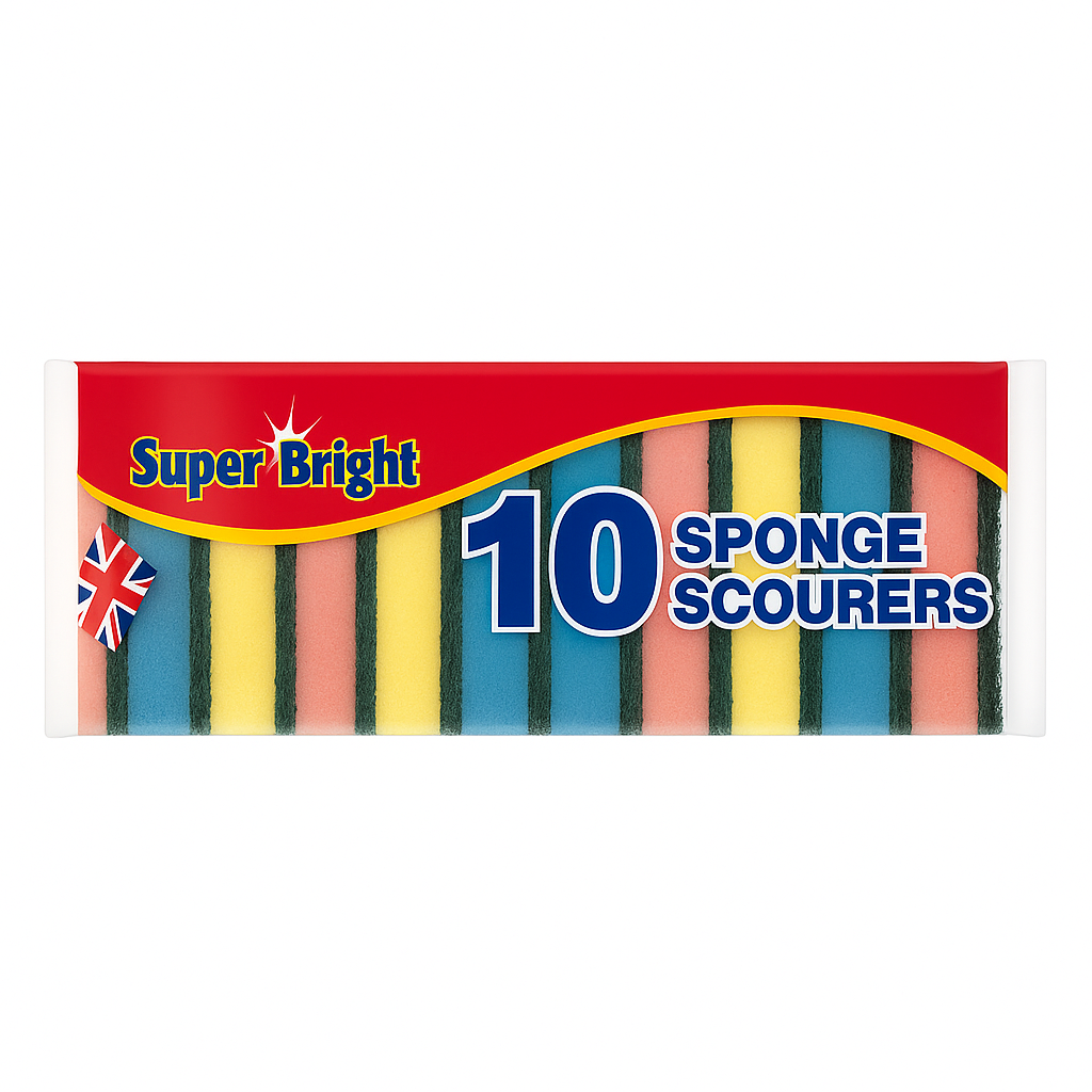 Super Bright Sponge Scourers Pack of 10 
