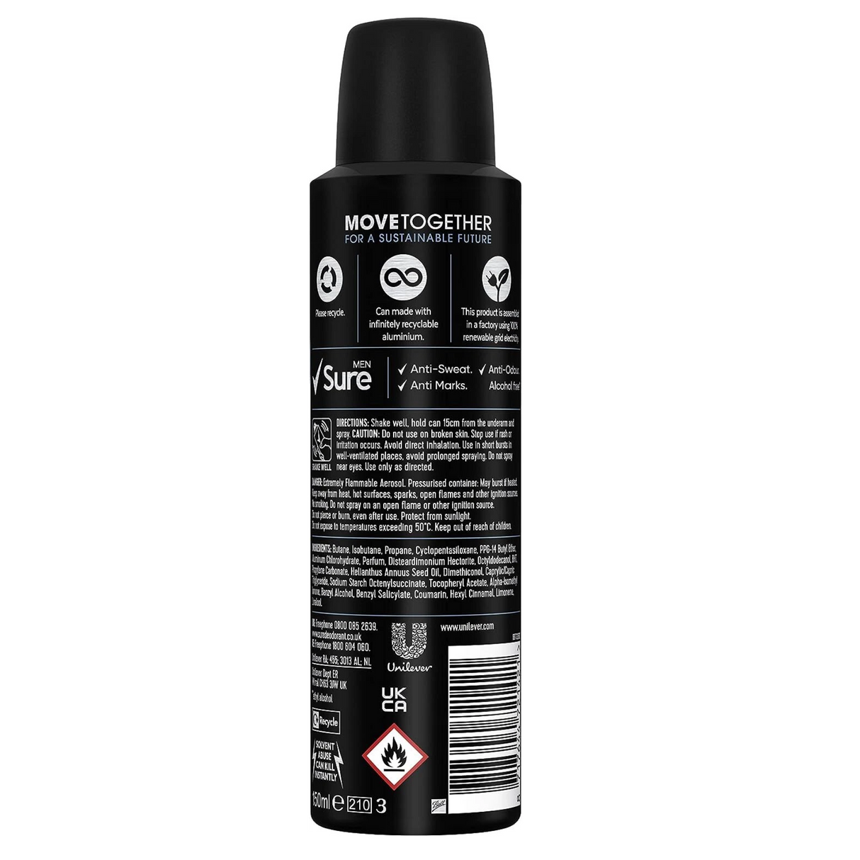 Sure Men Invisible Ice Fresh Antiperspirant Deodorant 150ml | Pack of 6