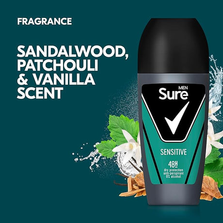 Sure Men Sensitive Antiperspirant Deodorant Roll On 50ml