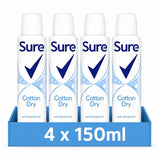 Sure Women Cotton Dry Antiperspirant Deodorant 150ml | Pack of 4