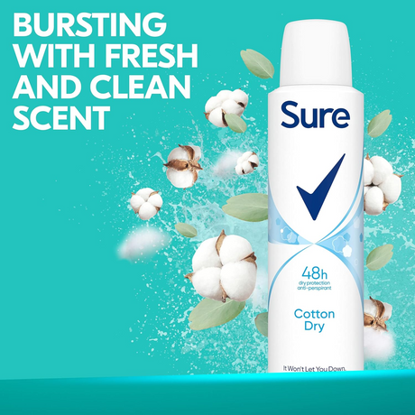 Sure Women Cotton Dry Antiperspirant Deodorant 150ml | Pack of 6