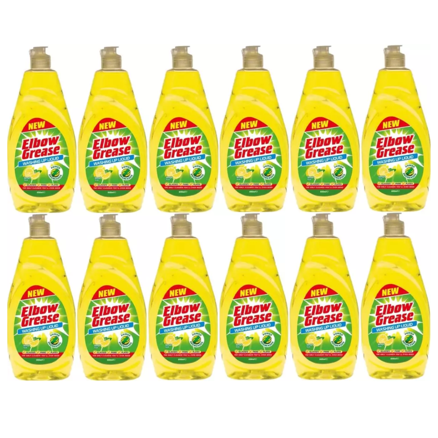 Elbow Grease Washing Up Liquid Lemon Fresh 600ml | Pack of 12