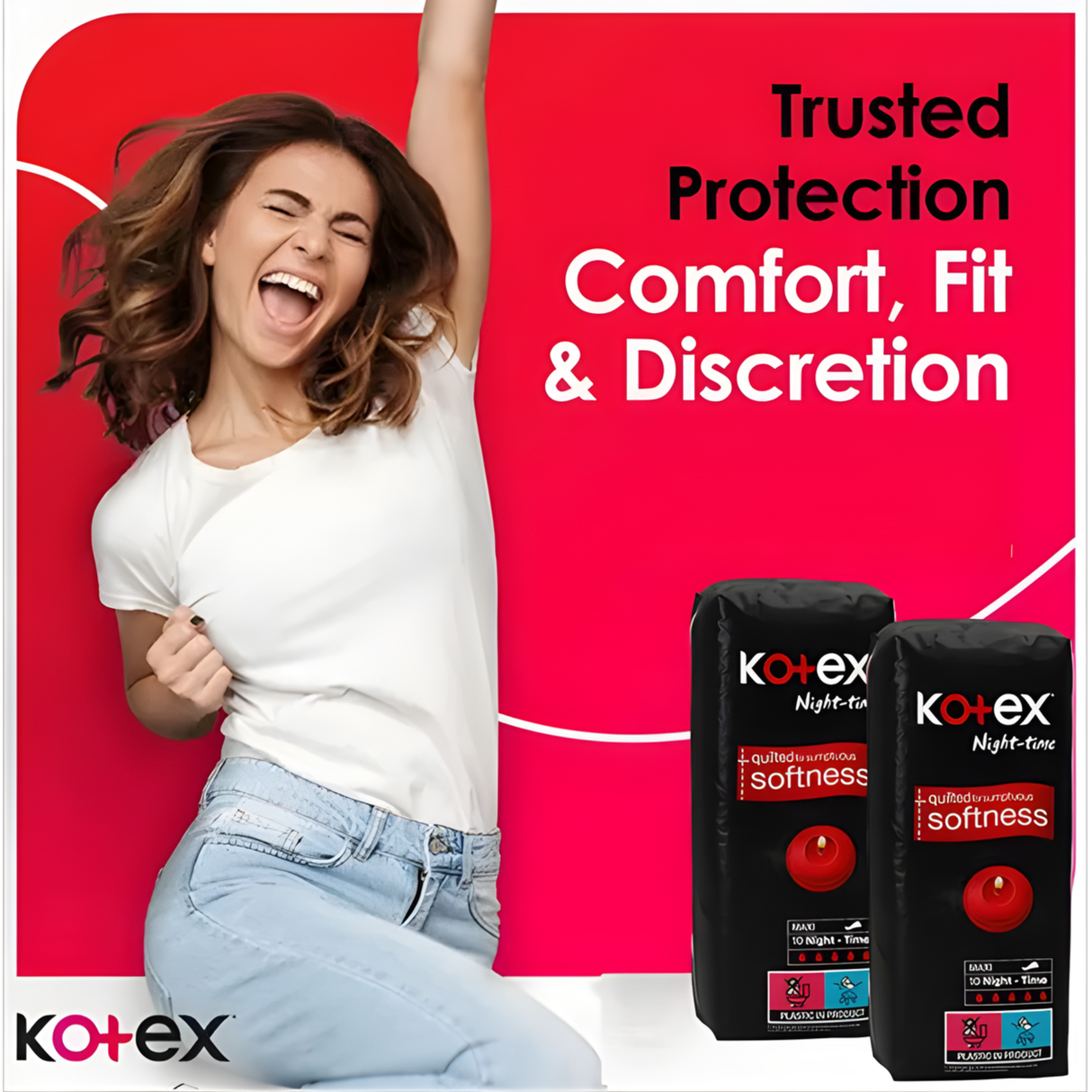 Kotex Maxi Night Time Pads 10s | Pack of 8