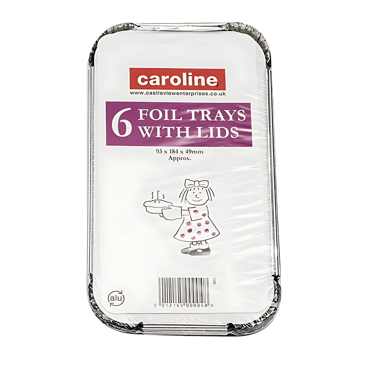 Caroline Foil Trays & Lids 93x184x49mm | Pack of 6