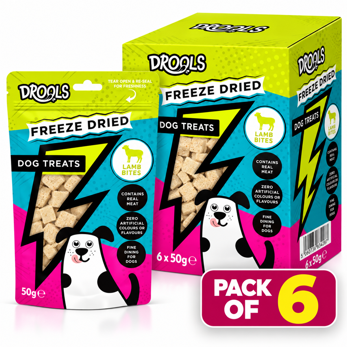 Drools Freeze Dried Lamb Bites Dog Treats 50g (DR9496)| Pack of 6