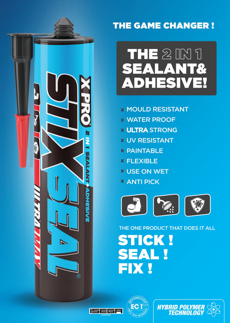 XPRO StixSeal Ultra Strong Sealant & Trade Adhesive, White 280ml