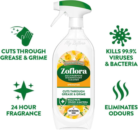 Zoflora Power Bathroom Cleaner Trigger SpringTime 800ml | Pack of 8